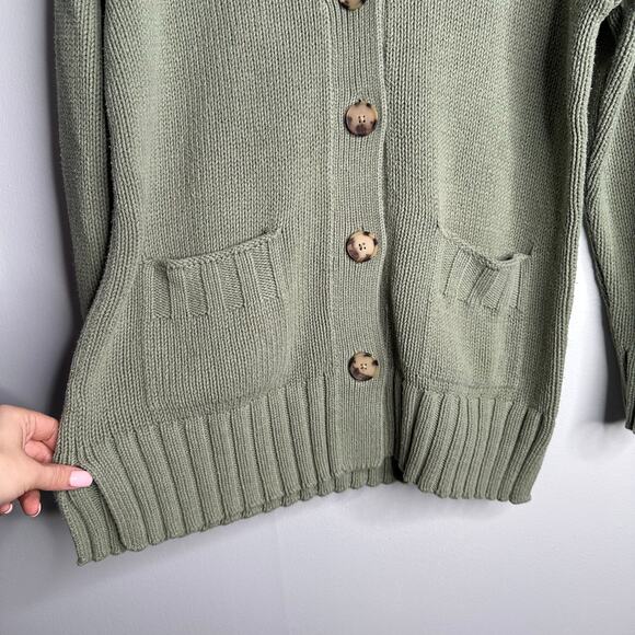 LOFT Women’s Sage Green Longline Chunky Knit Wool Blend Cardigan Sweater Size XS - Picture 3 of 6
